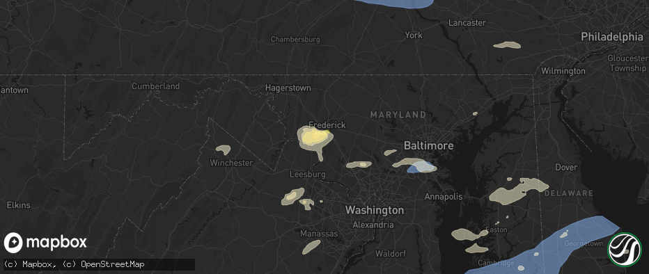 Hail map in Buckeystown, MD on July 18, 2026