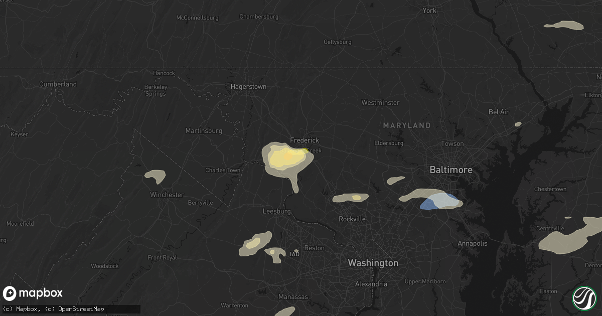 Hail map in Buckeystown, MD on July 18, 2026