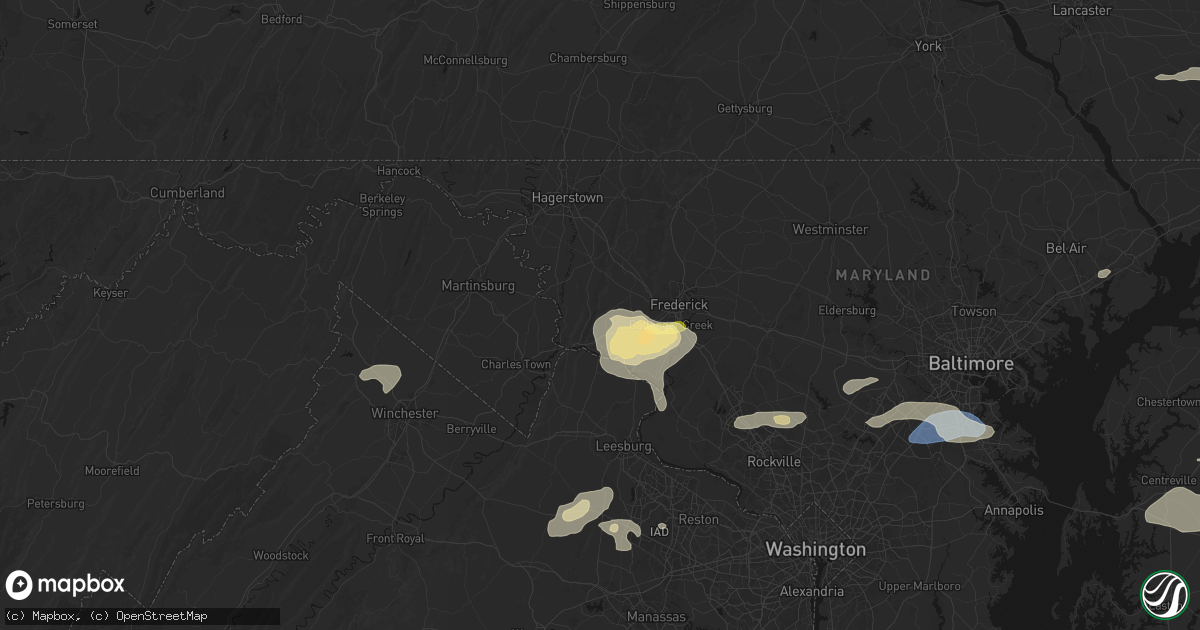 Hail map in Burkittsville, MD on July 18, 2026