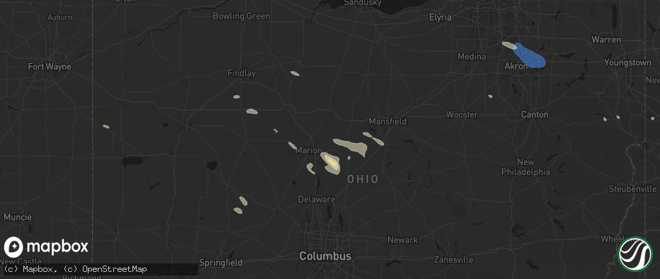 Hail map in Caledonia, OH on July 18, 2026
