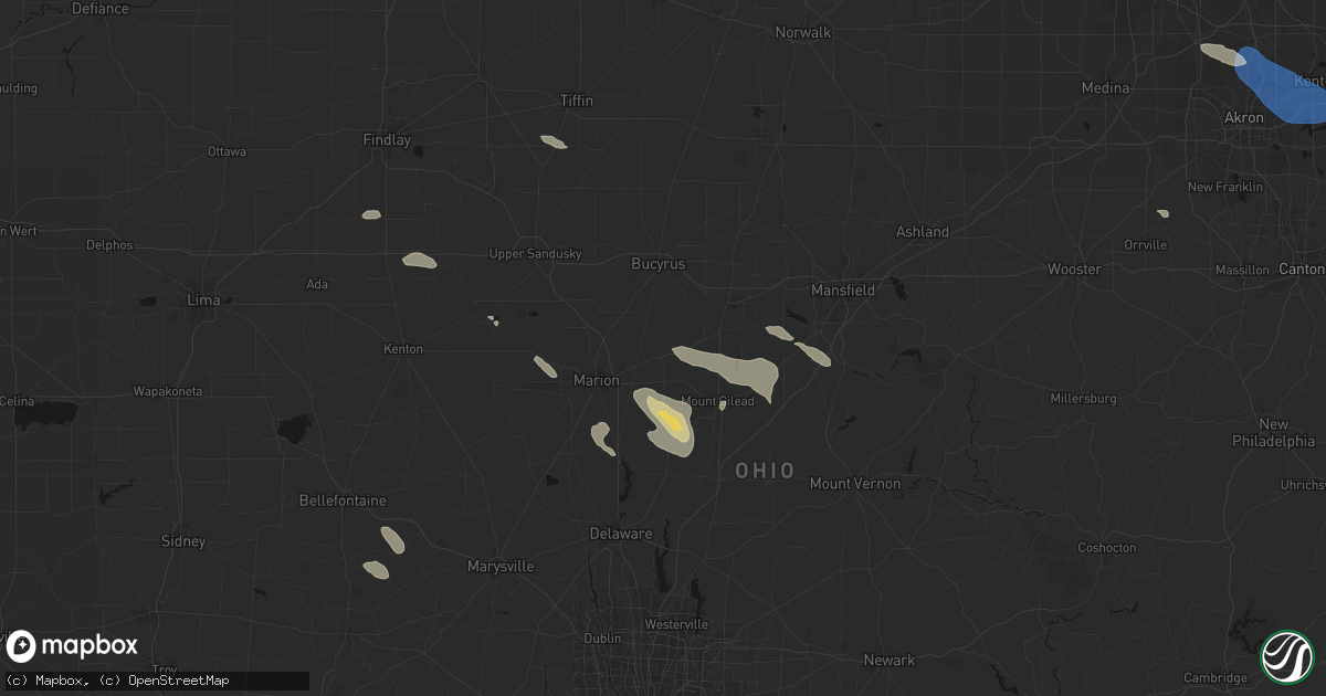 Hail map in Caledonia, OH on July 18, 2026