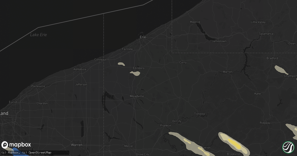 Hail map in Cambridge Springs, PA on July 18, 2026