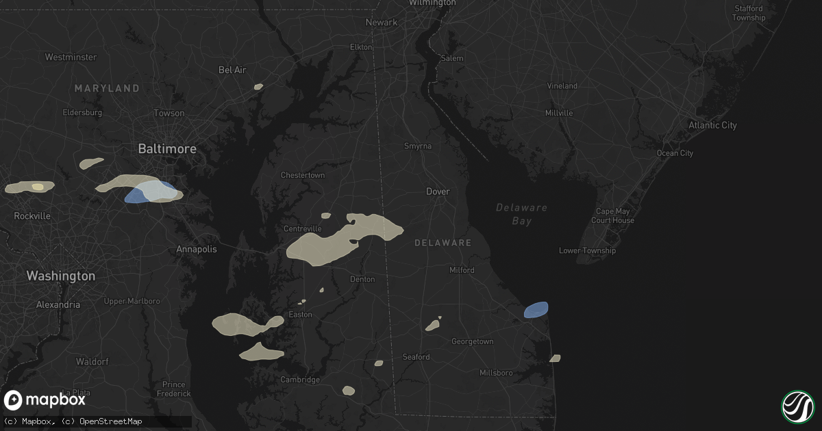 Hail map in Camden Wyoming, DE on July 18, 2026