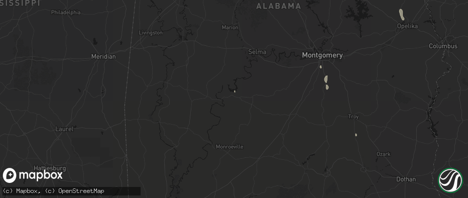 Hail map in Camden, AL on July 18, 2026