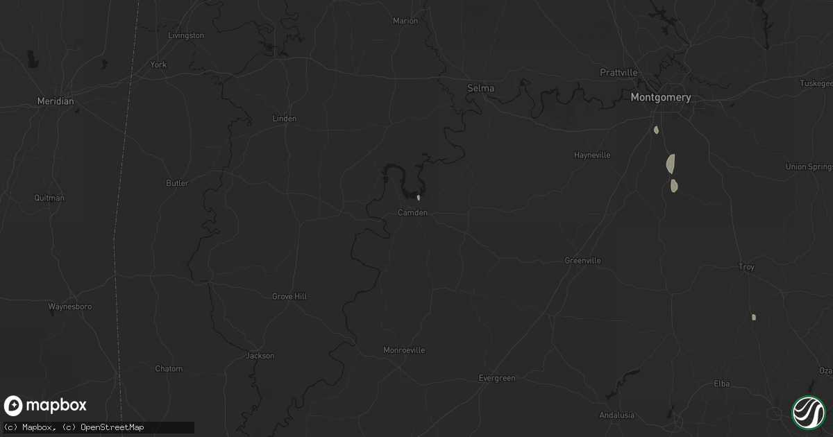 Hail map in Camden, AL on July 18, 2026