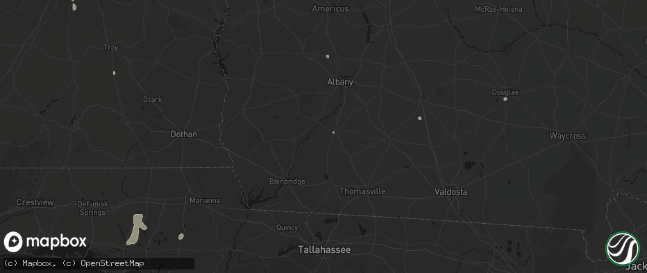 Hail map in Camilla, GA on July 18, 2026