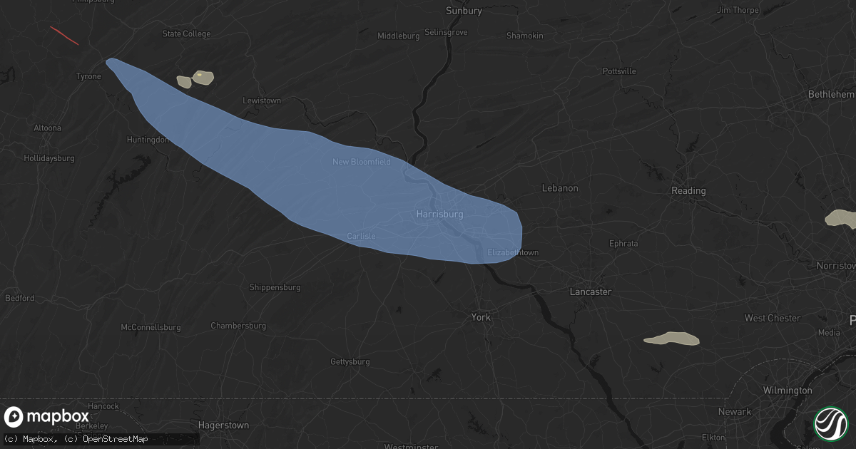 Hail map in Camp Hill, PA on July 18, 2026