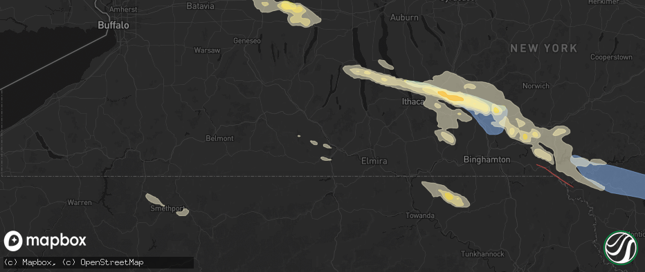 Hail map in Campbell, NY on July 18, 2026