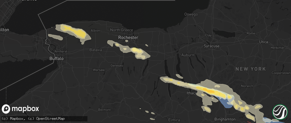 Hail map in Canandaigua, NY on July 18, 2026