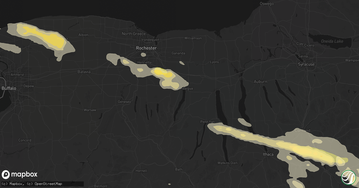 Hail map in Canandaigua, NY on July 18, 2026