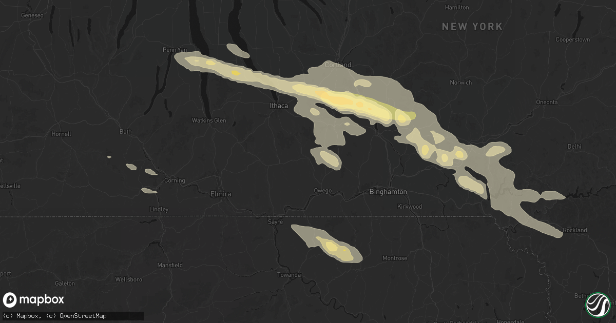 Hail map in Candor, NY on July 18, 2026