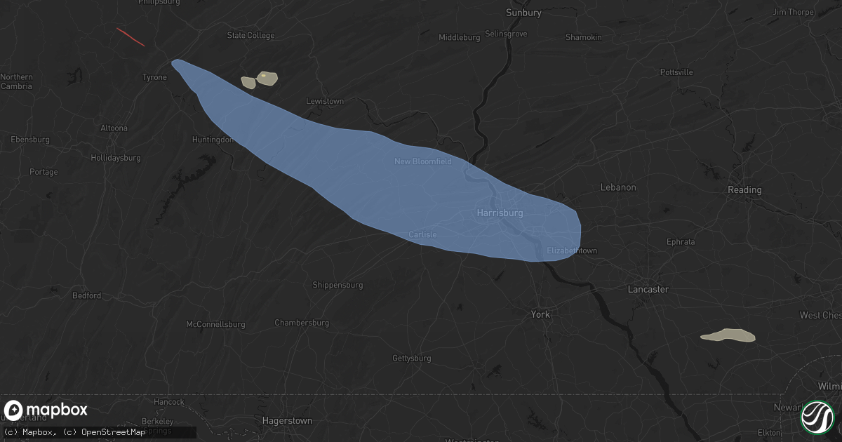 Hail map in Carlisle, PA on July 18, 2026