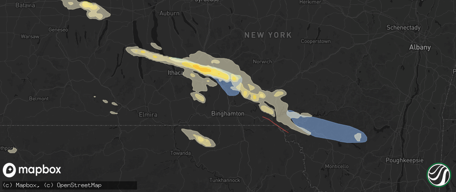 Hail map in Castle Creek, NY on July 18, 2026