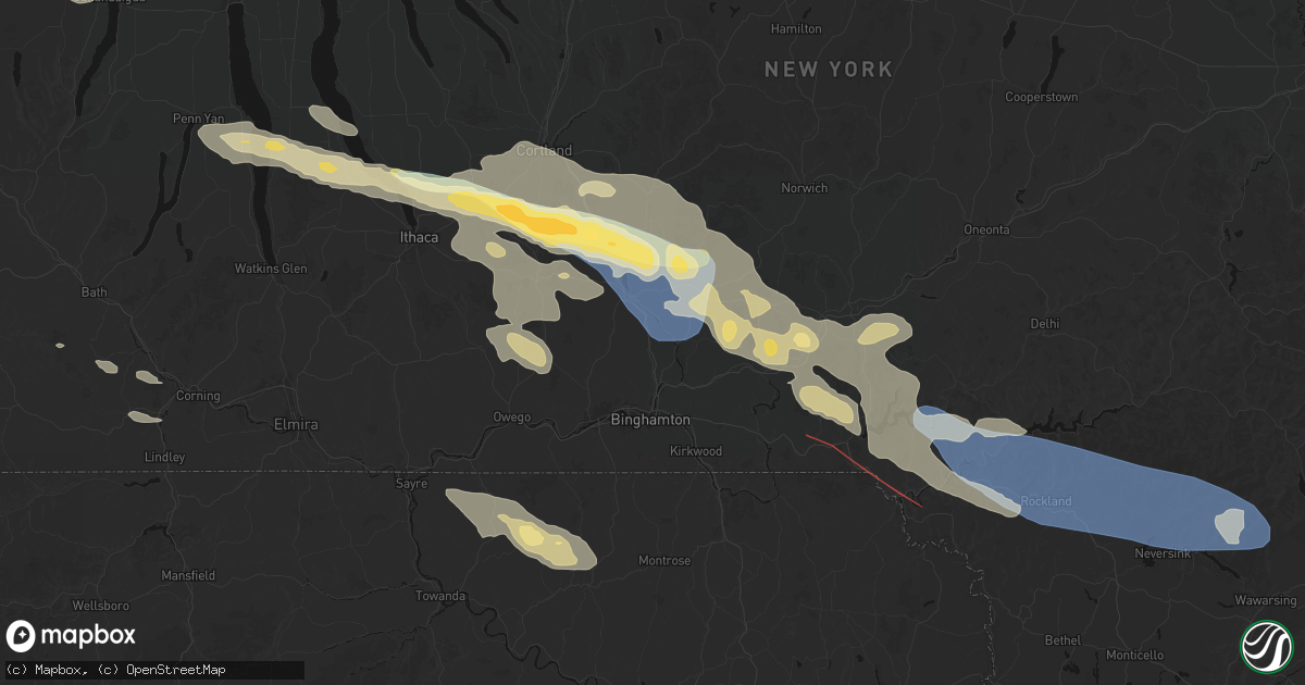 Hail map in Castle Creek, NY on July 18, 2026