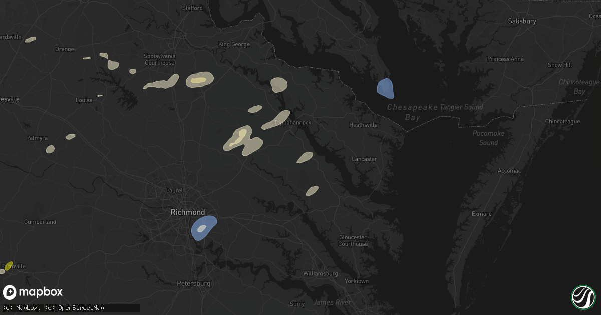 Hail map in Center Cross, VA on July 18, 2026