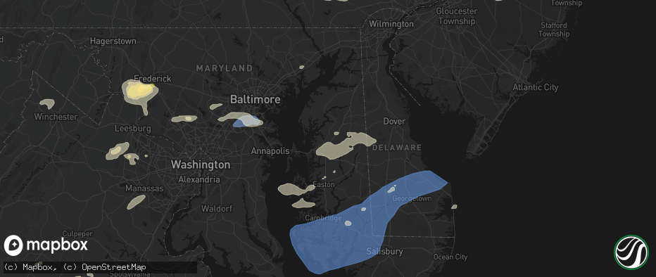 Hail map in Centreville, MD on July 18, 2026