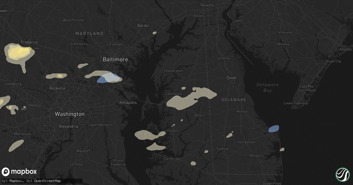 Hail map in Centreville, MD on July 18, 2026