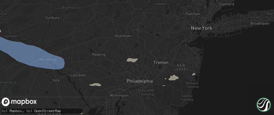 Hail map in Chalfont, PA on July 18, 2026