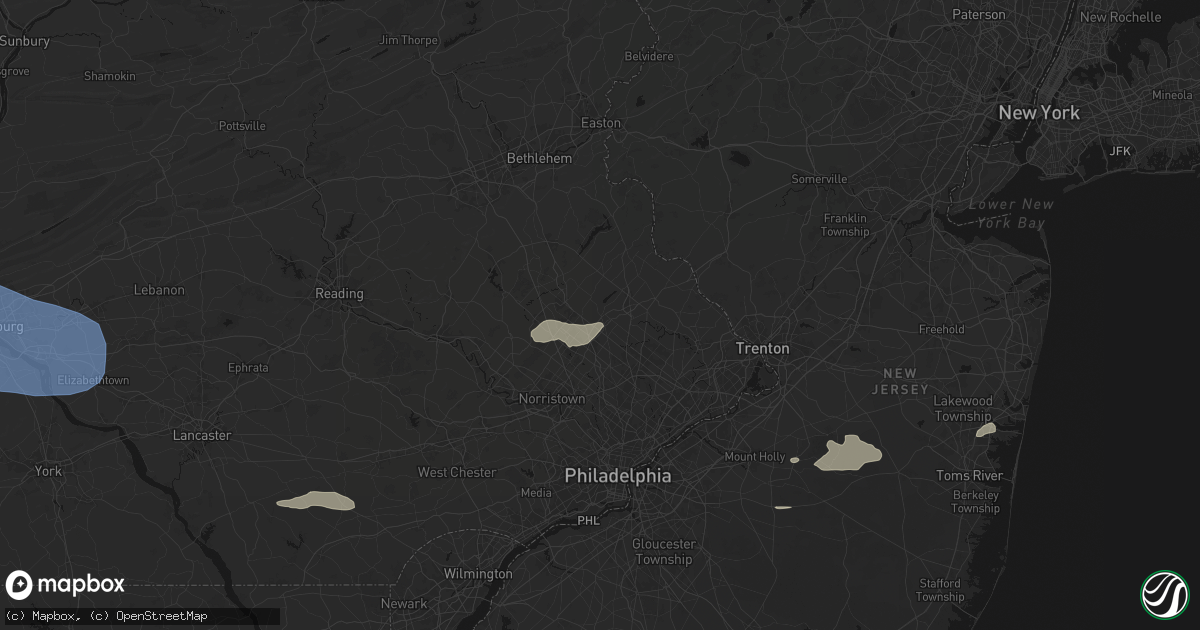 Hail map in Chalfont, PA on July 18, 2026