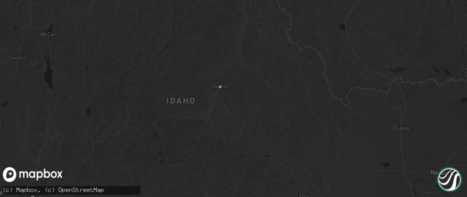 Hail map in Challis, ID on July 18, 2026
