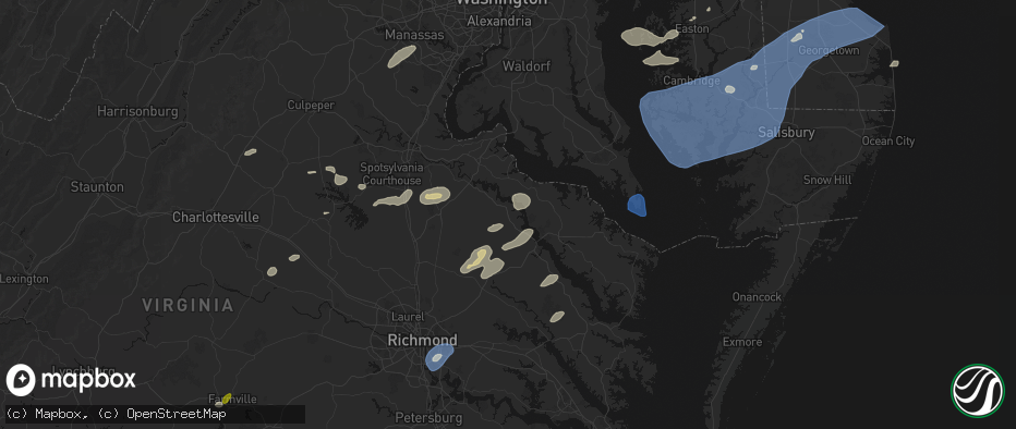 Hail map in Champlain, VA on July 18, 2026