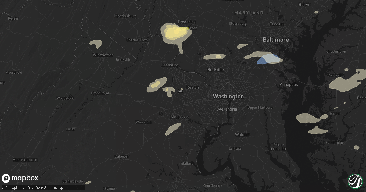Hail map in Chantilly, VA on July 18, 2026