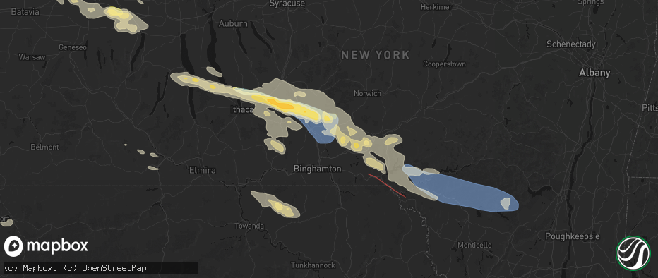 Hail map in Chenango Forks, NY on July 18, 2026