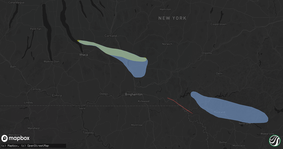Hail map in Chenango Forks, NY on July 18, 2026