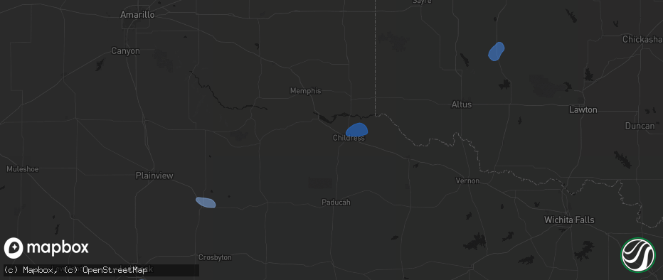 Hail map in Childress, TX on July 18, 2026
