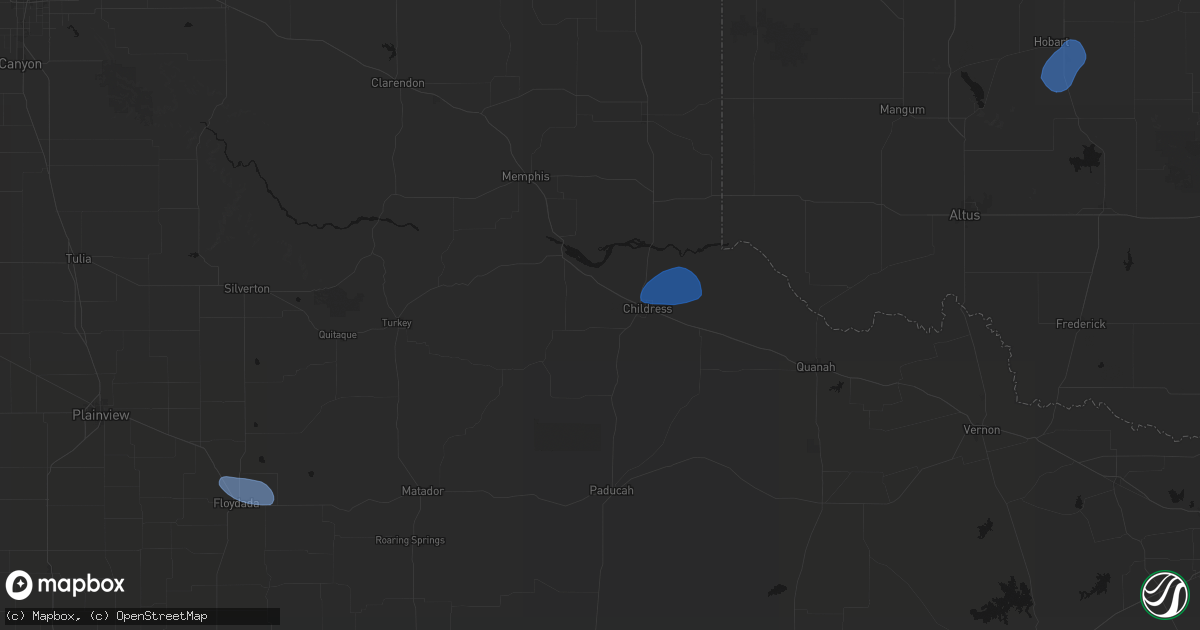 Hail map in Childress, TX on July 18, 2026