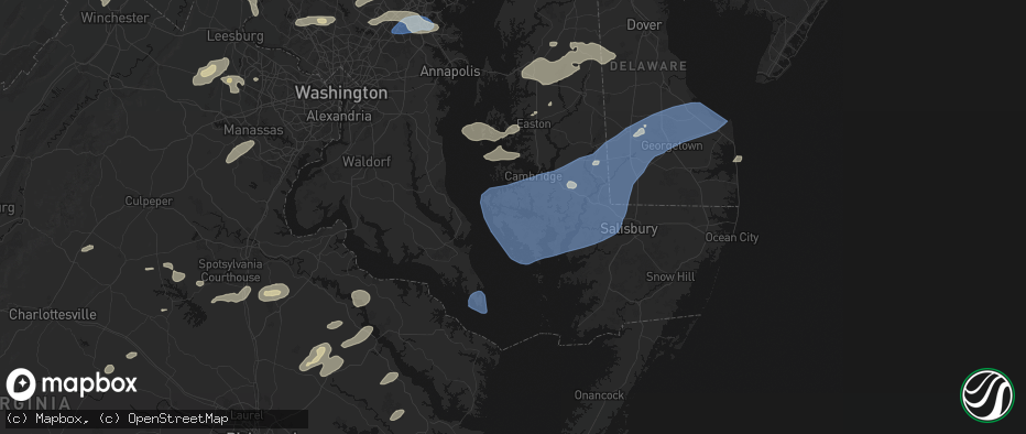 Hail map in Church Creek, MD on July 18, 2026