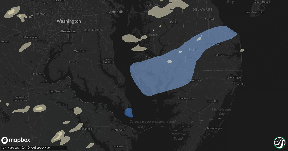 Hail map in Church Creek, MD on July 18, 2026