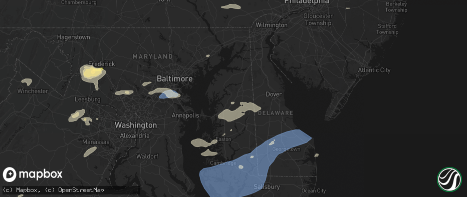 Hail map in Church Hill, MD on July 18, 2026