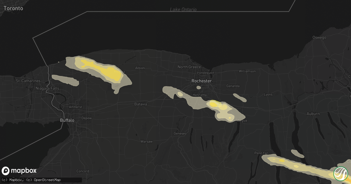 Hail map in Churchville, NY on July 18, 2026