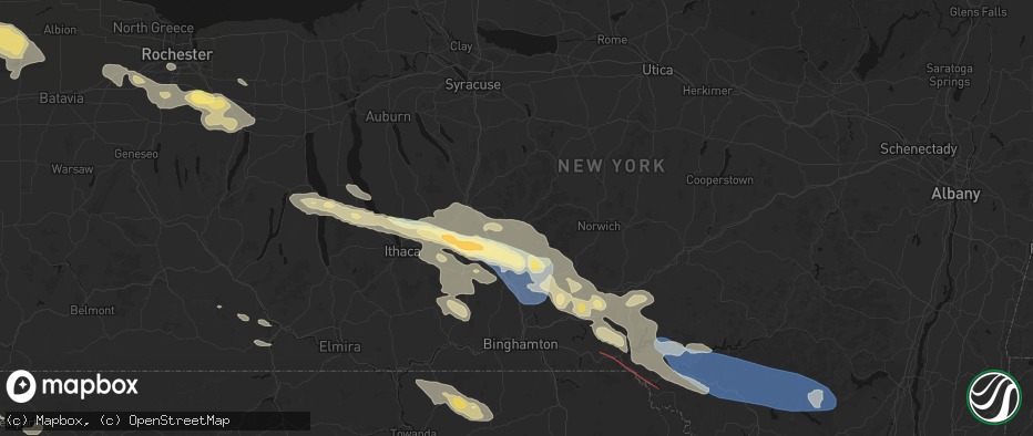 Hail map in Cincinnatus, NY on July 18, 2026
