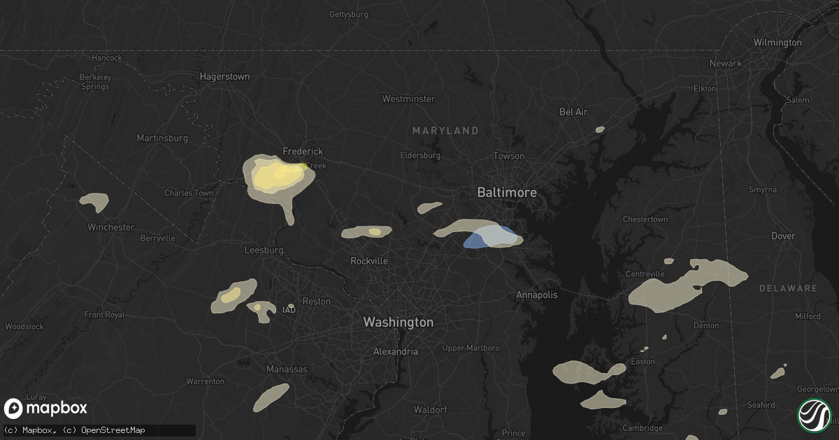 Hail map in Clarksville, MD on July 18, 2026