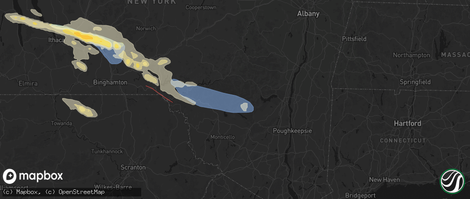 Hail map in Claryville, NY on July 18, 2026