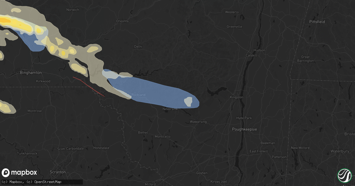 Hail map in Claryville, NY on July 18, 2026
