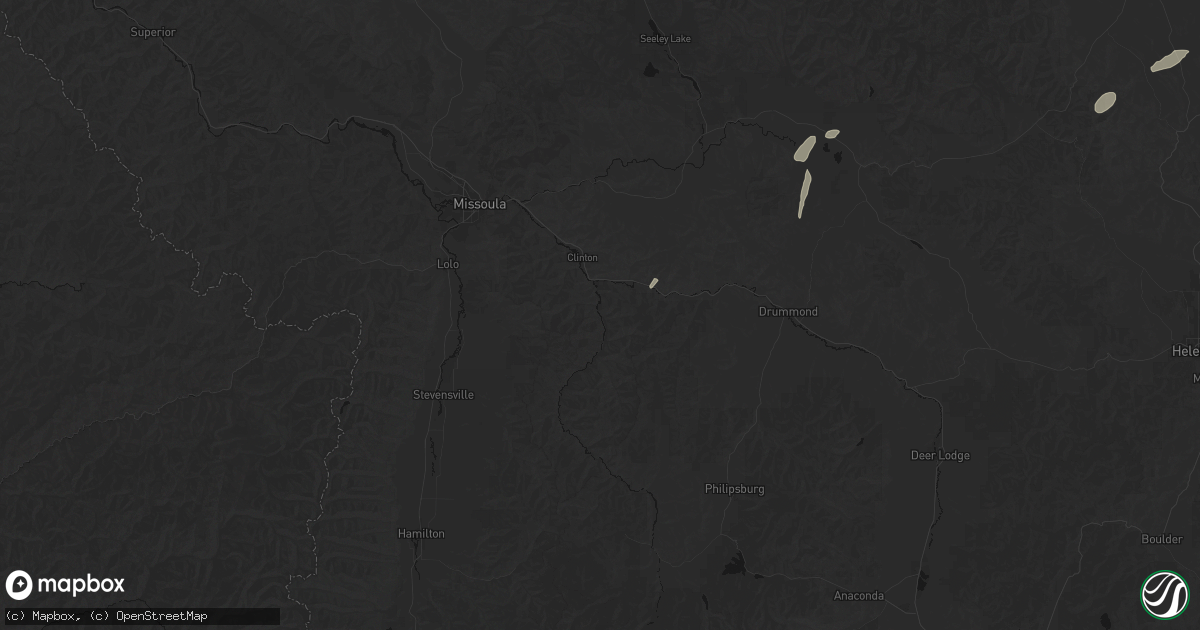 Hail map in Clinton, MT on July 18, 2026