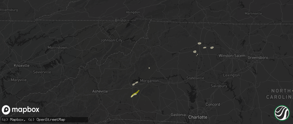 Hail map in Collettsville, NC on July 18, 2026
