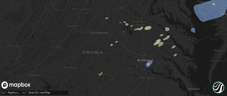 Hail map in Columbia, VA on July 18, 2026