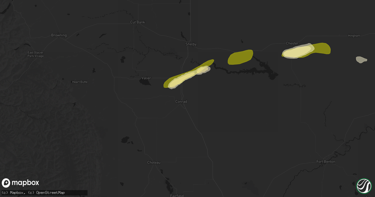 Hail map in Conrad, MT on July 18, 2026