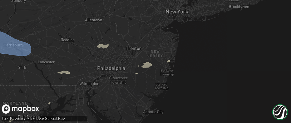 Hail map in Cookstown, NJ on July 18, 2026