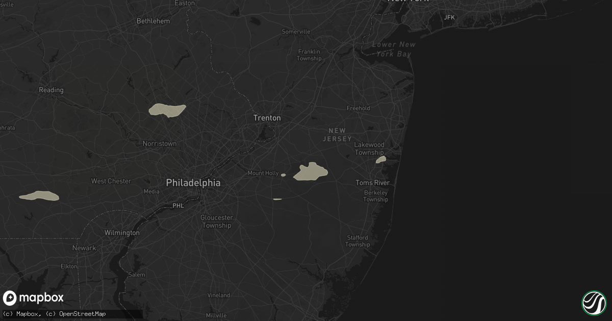 Hail map in Cookstown, NJ on July 18, 2026
