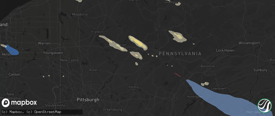 Hail map in Coolspring, PA on July 18, 2026