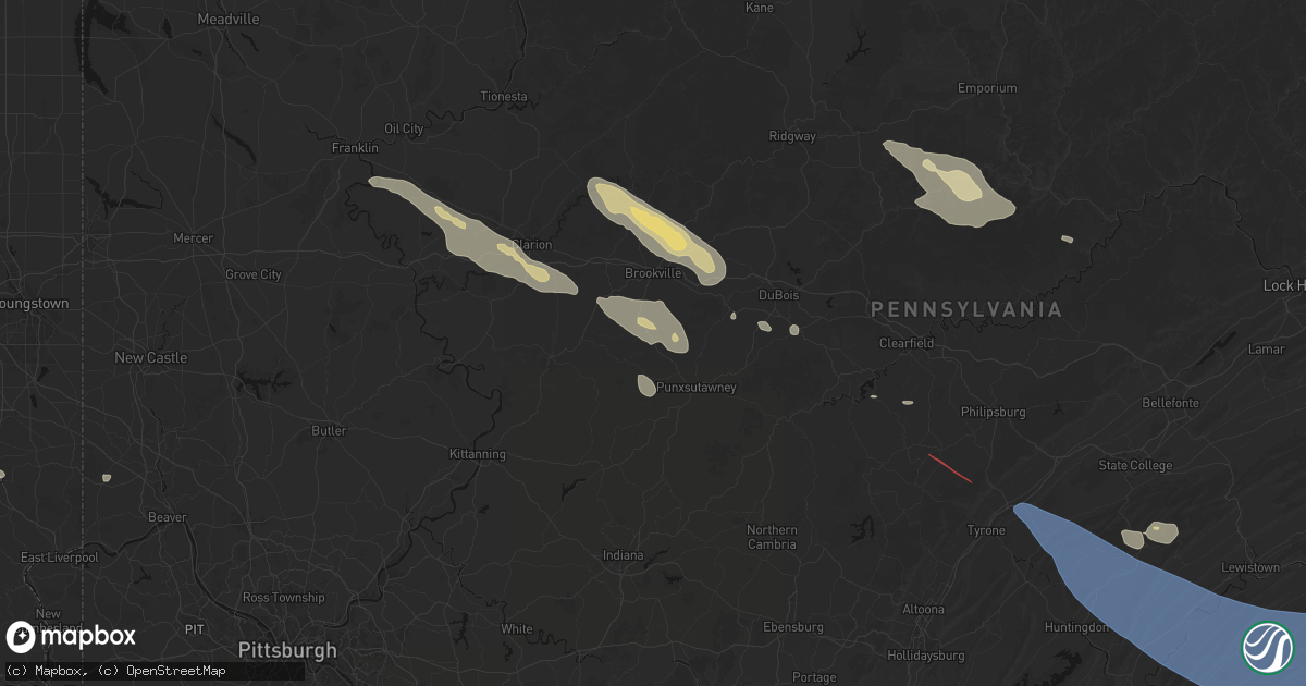 Hail map in Coolspring, PA on July 18, 2026