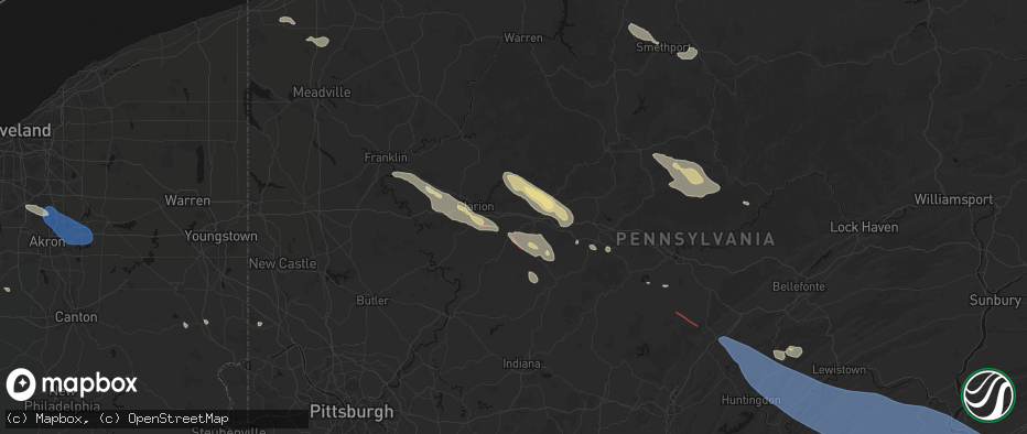 Hail map in Corsica, PA on July 18, 2026