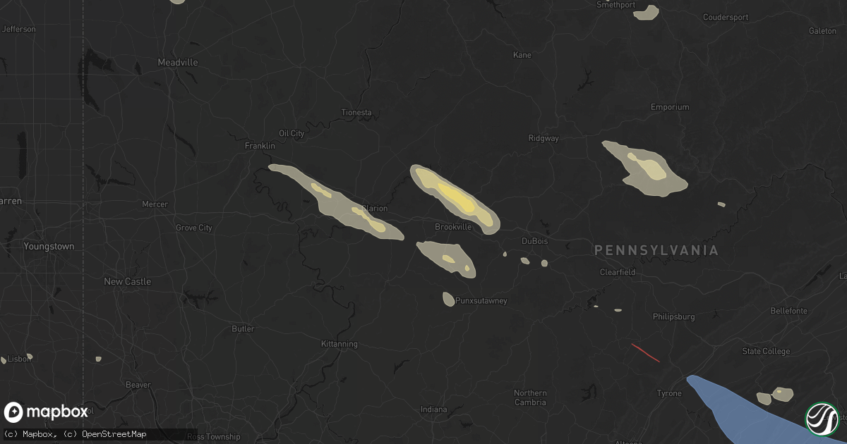 Hail map in Corsica, PA on July 18, 2026