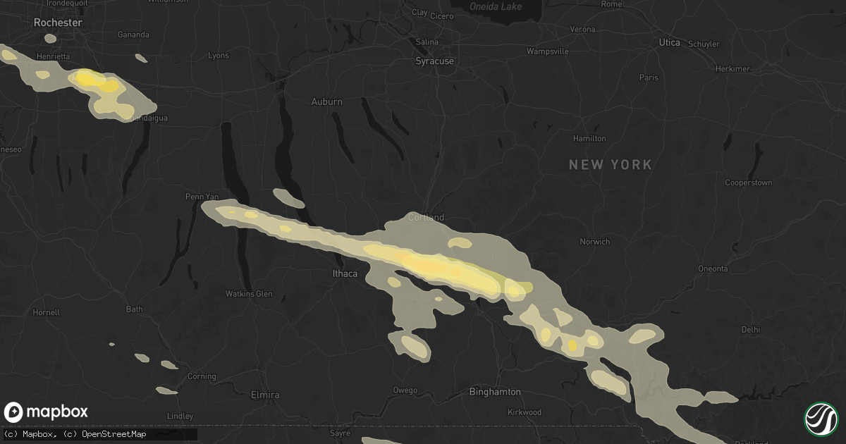 Hail map in Cortland, NY on July 18, 2026