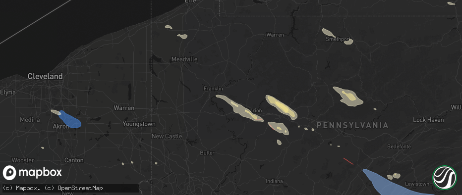 Hail map in Cranberry, PA on July 18, 2026